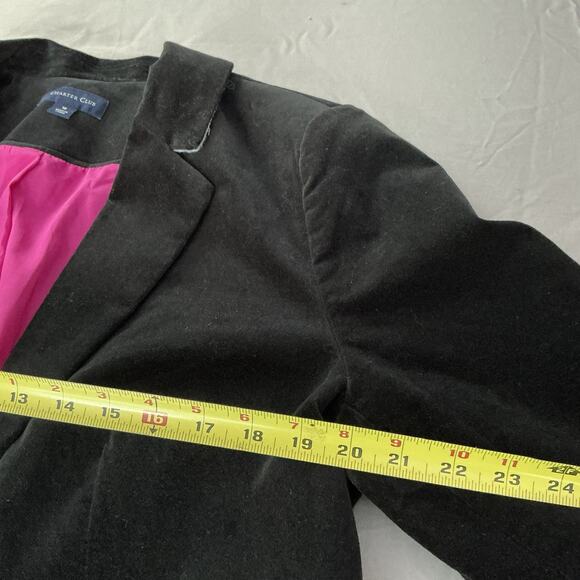 Charter Club Velveteen Blazer Jacket Black Women’s Size Petite 16 Edgy Corporate - Picture 4 of 12